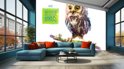 Vector watercolor style  illustration of bird. Wall mural