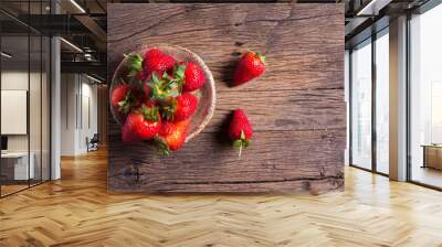 fresh strawberries on old wooden background Wall mural