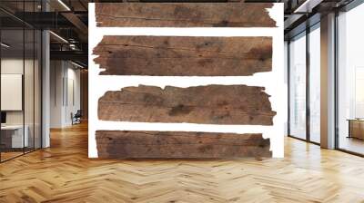 Set of Old plank of wood isolated Wall mural