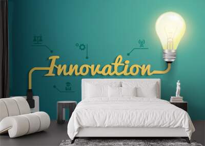 vector innovation concept with creative light bulb idea Wall mural