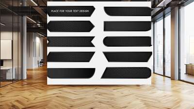 Vector video headline title or television news bar design with black metal patterns texture steel background Wall mural