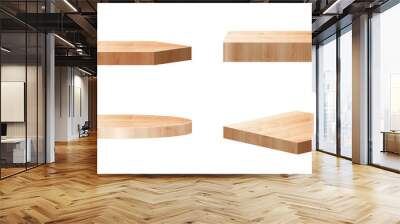 wood pedestals podium, Abstract geometric empty stages wooden exhibit displays award ceremony product presentation Wall mural