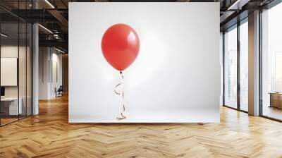 close up isolated bright red balloon on a plain background Wall mural