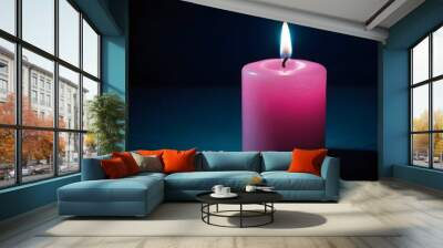 pink candle flame isolated light glowing, banner poster header design Wall mural