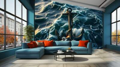 Steadfast anchor amidst rough seas symbolizing hope during life's challenges Wall mural