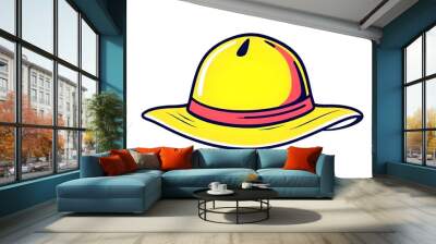 Sun hat icon drawing isolated on a white background Wall mural