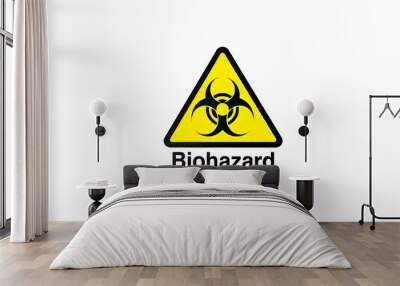 Yellow and black biohazard sign on a white background Wall mural