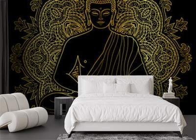 seated meditating gold buddha Wall mural