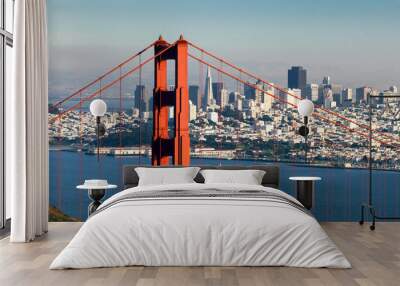 San Francisco with the Golden Gate bridge Wall mural