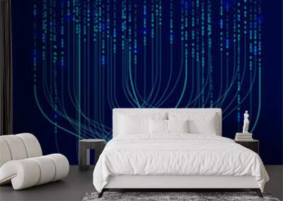 Binary illustration of abstract stream. Artificial intelligence. Big data, technology, AI, data transfer, data flow, large language model, generative AI Wall mural