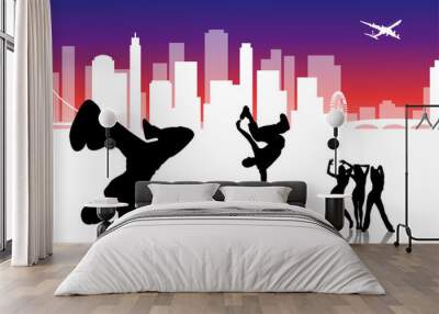 Hip-Hop peoples - city vector pack Wall mural