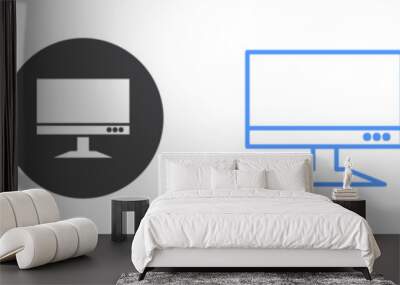 Computer Screen icon flat line symbol set. Wall mural