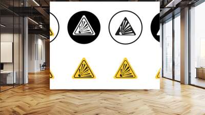 Explosive materials hazard sign Collection of flat thin outline vector Wall mural