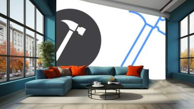 Hammer icon flat line symbol set. Wall mural