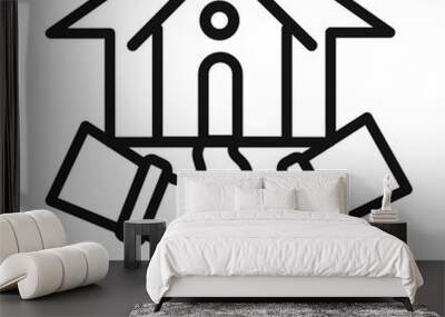 hands home deal icon mark in filled style Wall mural