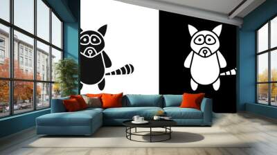 racoon icon Symbol mark in filled style Wall mural