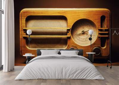 Old Wooden Radio Design Wall mural