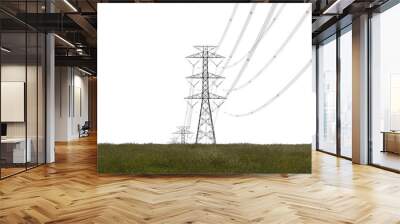 Electric pylon isolated on white background.. Wall mural