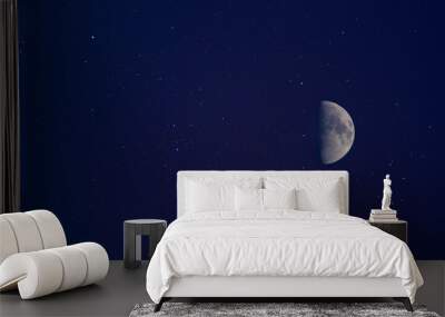 Moon with starry background. Romantic night. Wall mural