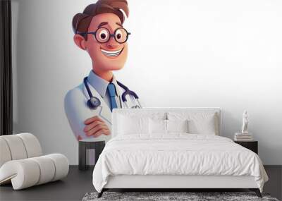 doctor cartoon character on a transparent background Wall mural