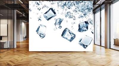 ice cubes flying transparent background Wall mural