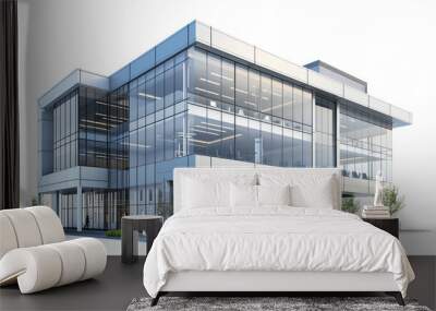 Modern business building on a transparent background Wall mural