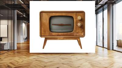 Old wooden television set on a transparent background Wall mural