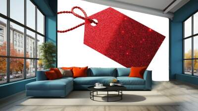 Red price tag on transparent background Wall mural