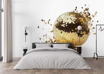 Yellow disco ball transparent background Wall mural