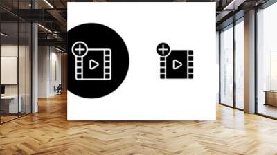 Add Video line icon set. add clip button. upload new video button. create new video plus button line icon suitable for apps and websites UI designs. Wall mural