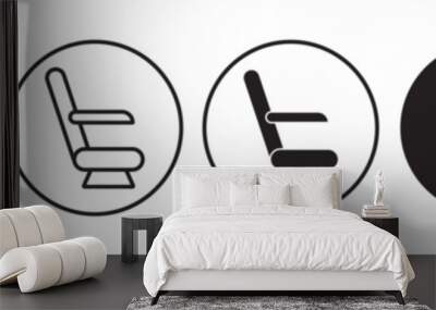 Airplane seat icon set. economy class flight passenger seat vector symbol. airline seats side view pictogram. Wall mural