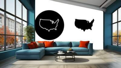 America map black filled and outlined icon set Wall mural