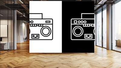 Boombox thin line vector icon set. Wall mural