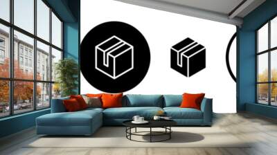 Box vector icon set. parcel package vector icon. shipping cardboard carton sign. storage box icon suitable for apps and websites UI designs. Wall mural