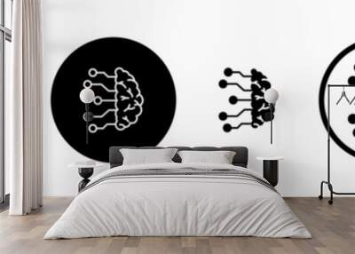 Brain circuit line icon set. AI brain symbol. artificial intelligence sign. AI technology head line icon suitable for apps and websites UI designs. Wall mural