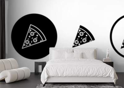 Pizza slice vector icon set. italian cheese pizza vector symbol. pepperoni pizza icon suitable for apps and websites UI designs. Wall mural