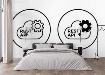 rest api icon set. software data API configuration vector symbol in black filled and outlined style. connect development service API sign. Wall mural