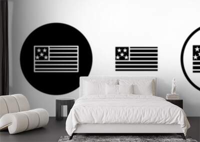 USA flag icon set. black and white us flag vector icon. america country flag sign suitable for apps and websites UI designs. Wall mural