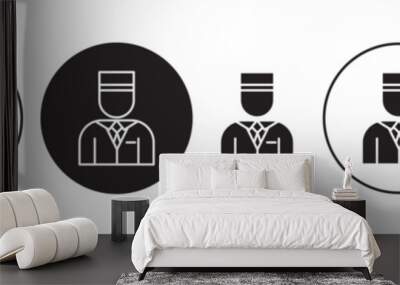 valet thin line icon set. parking service driver vector symbol in black and white color Wall mural