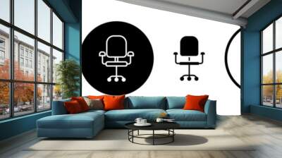 Work desk chair line icon set. Office chair line icon suitable for apps and websites UI designs. Wall mural