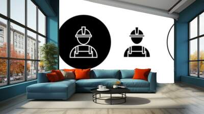 Worker Vector Illustration Set. Construction helmet safety sign in suitable for apps and websites UI design. Wall mural