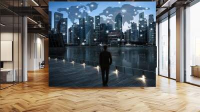 Businessman Corporate Cityscape Urban Scene City Building with n Wall mural