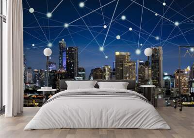 Smart city and internet of things, wireless communication networ Wall mural