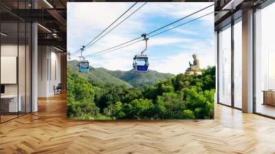 Tian Tan Buddha statue at Ngong Ping, Lantau Island, in Hong Kong China and traveled by cable car. Wall mural