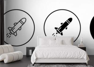 Missile vector icon set collection. Missile Outline flat Icon. Wall mural