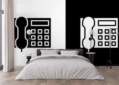 Office phone icon Flat vector set outline Wall mural