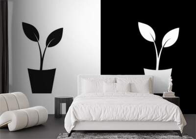 plant icon Flat vector set outline Wall mural