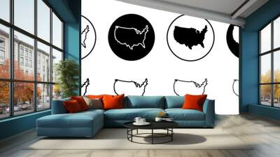 US map vector icon set collection. US map Outline flat Icon. Wall mural