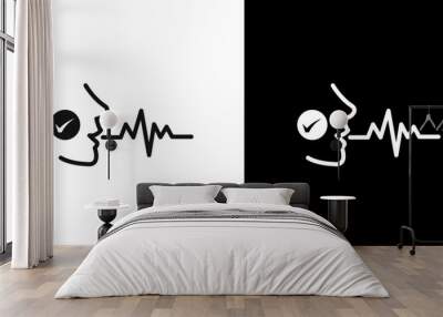 Voice recognition icon Flat vector set outline Wall mural