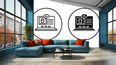 webinar icon. online e learning conference video call or live streaming symbol set. Internet communication for education vector line sign. Virtual screening of webinar outline logo. Wall mural